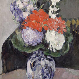 Flowers in a Small Delft Vase by Paul Cezanne