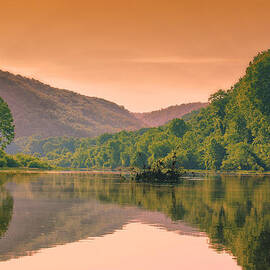 Foggy Morning Sunrise Along Buffalo River by Bill and Linda Tiepelman