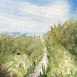Footpath through Dunes Cape Cod Beach Painting by Beverly Brown