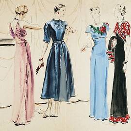 Four Models In Dresses By Alix by Rene Bouet-Willaumez