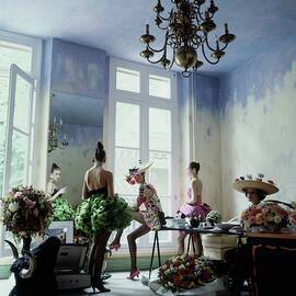 Four Models Inside Christian Lacroix's Studio by Arthur Elgort
