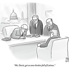 Four Old Washington Bureaucrats Stand Over A Desk by Paul Noth