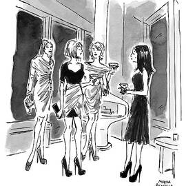 Four Women Hold Cocktails And Are Similarly by Marisa Acocella Marchetto