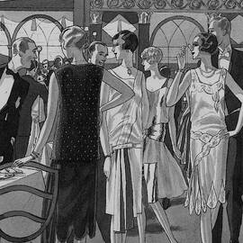 Four Women In Evening Wear by Pierre Mourgue