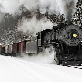 Freight Train With Steam Locomotive by Catnap72