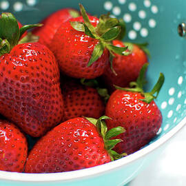 Fresh, Clean Strawberries In Blue by Melissa Ross