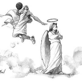 G-d Slam Dunks On An Angel's Halo by Will McPhail