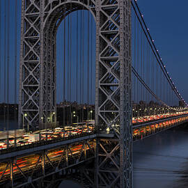 George Washington Bridge Moon Rise by Susan Candelario
