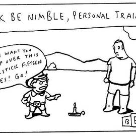 Gesturing To A Candlestick On The Ground by Bruce Eric Kaplan