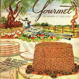 Gourmet Cover Featuring A Buffet Farm Scene by Henry Stahlhut
