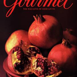 Gourmet Cover Featuring A Plate Of Pomegranates by Romulo Yanes