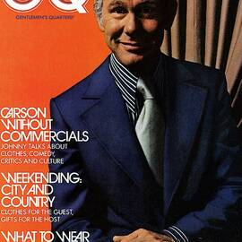 Gq Cover Of Johnny Carson Wearing Suit by Bruce Bacon