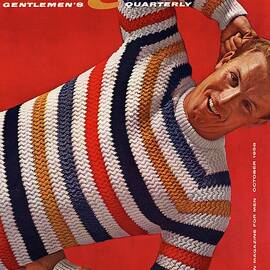 Gq Cover Of Man Wearing Striped Sweater by Leonard Nones