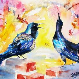 Grackles and Graffiti  by Carlin Blahnik CarlinArtWatercolor