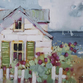 Green Nantucket Shutters by Joyce Hicks