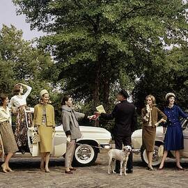 Group Of Models Posing In Front Of Cars by Frances McLaughlin-Gill