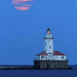 Harvest Moon Over Chicago Harbor by Katherine Gendreau Photography