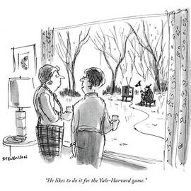 He Likes To Do It For The Yale-harvard Game by James Stevenson