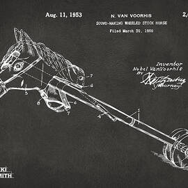 Horse Toy Patent Artwork 1953 - Gray by Nikki Marie Smith