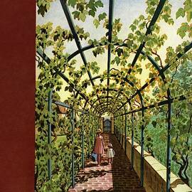 House & Garden Cover Illustration Of Young Girls by Pierre Brissaud