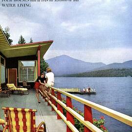 House & Garden Cover Of Women Sitting On The Deck by Robert M. Damora