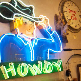 Howdy from the Neon Cowboy Taos  by Mary Lee Dereske