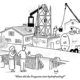 Husband And Wife Standing On Their Porch Looking by Bob Eckstein