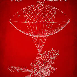 Icarus Airborn Patent Artwork Red by Nikki Marie Smith