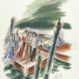 Illustration Of A Group Of People Partying by Constantin Alajalov