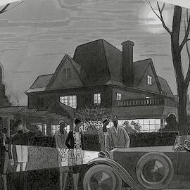 Illustration Of Men And Women Outside Of A Large by William Bolin