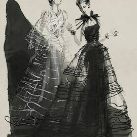 Illustration Of Two Women Wearing Evening Gowns Digital Art by Rene ...