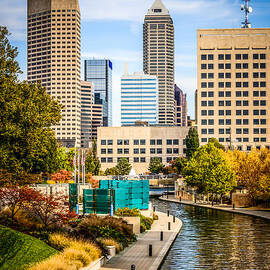 Indianapolis Skyline Picture of Canal Walk in Autumn by Paul Velgos
