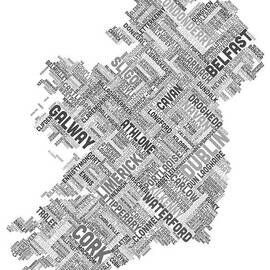 Ireland Eire City Text map by Michael Tompsett
