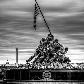 Iwo Jima Monument Black and White by David Morefield