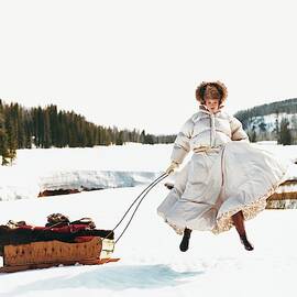 Karen Elson In The Snow by Arthur Elgort