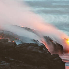 Kilauea Lava Meets the Pacific by Mary Lee Dereske