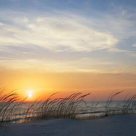 Lake Michigan Sunset with Dune Grass by Mary Lee Dereske
