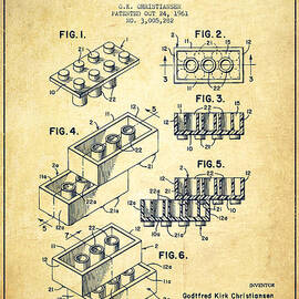 Lego Toy Building Brick Patent - Vintage by Aged Pixel