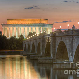 Lincoln Memorial and Arlington Memorial Bridge at Dawn I by Clarence Holmes