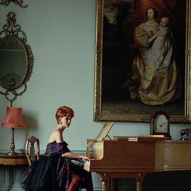Linda Evangelista At A Piano by Arthur Elgort