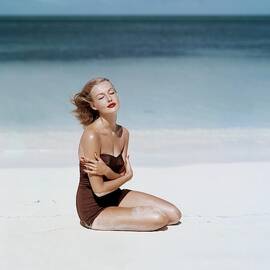 Liz Benn Sitting On A Beach by John Rawlings