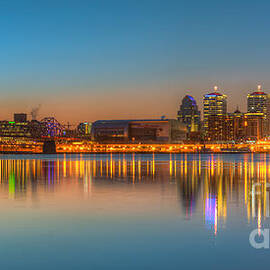 Louisville Skyline Morning Twilight Panoramic I by Clarence Holmes