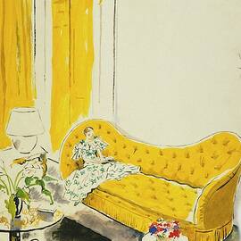 Madame Luce On A Yellow Sofa by Cecil Beaton