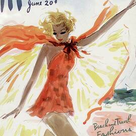 Mademoiselle Cover Featuring A Model At The Beach by Helen Jameson Hall