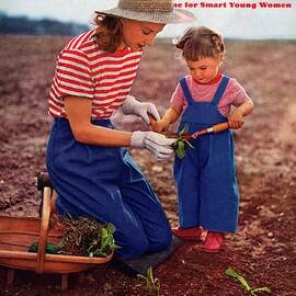 Mademoiselle Cover Featuring A Mother And Baby by Fernand Fonssagrives