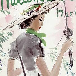 Mademoiselle Cover Featuring A Woman Holding by Helen Jameson Hall