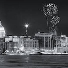 Madison - Wisconsin -  New Years Eve Panorama Black and White by Steven Ralser
