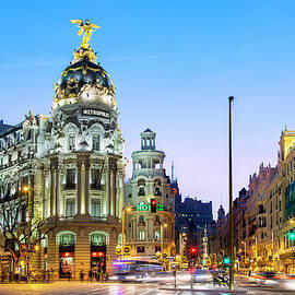 Madrid, Metropolis Building At Night by Sylvain Sonnet