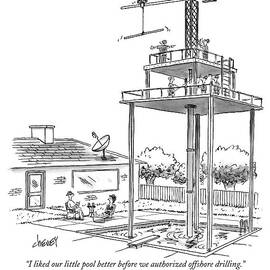 Man And Woman Sitting In Their Backyard by Tom Cheney