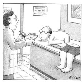 Man Divided Into Three Parts On A Doctor's Table by Harry Bliss